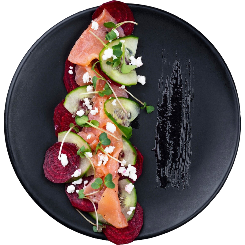 Saumon mariné, betterave et féta