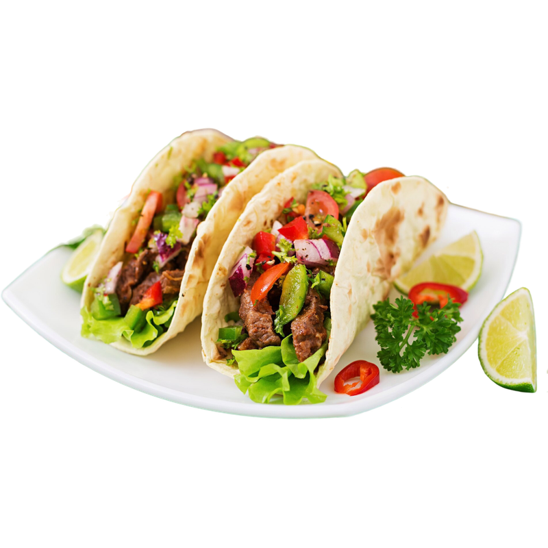 Tacos mexicains au bœuf, sauce salsa